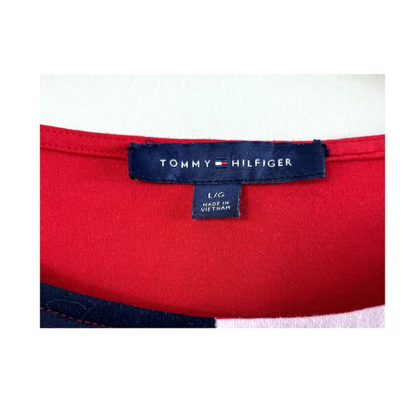 Red Women's Colorblock Tommy Hilfiger Blouse L - Picture 4 of 7